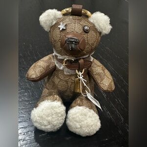 Coach Signature Canvas Teddy Bear Keychain